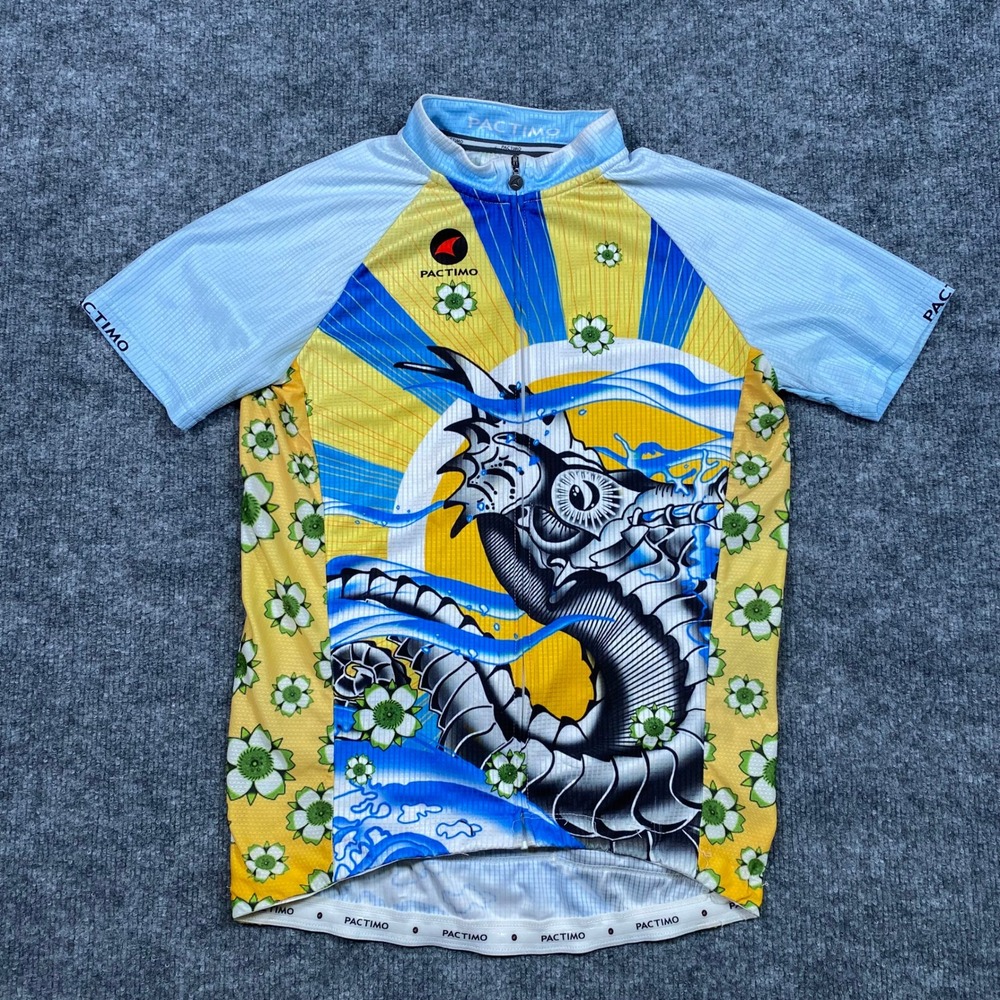 Pactimo Miguel Paredes Dragon Cycling Jersey Mens Medium Yellow Blue Full Zip